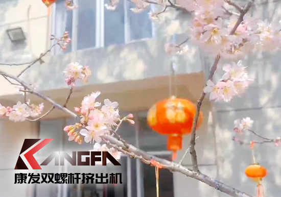 人間芳菲三月天——康發(fā)雙螺桿造粒機(jī)廠區(qū)一角掠影